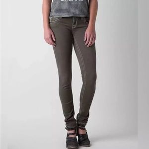Rock Revival Skinny Margie Olive Green Wash Pant Size 25